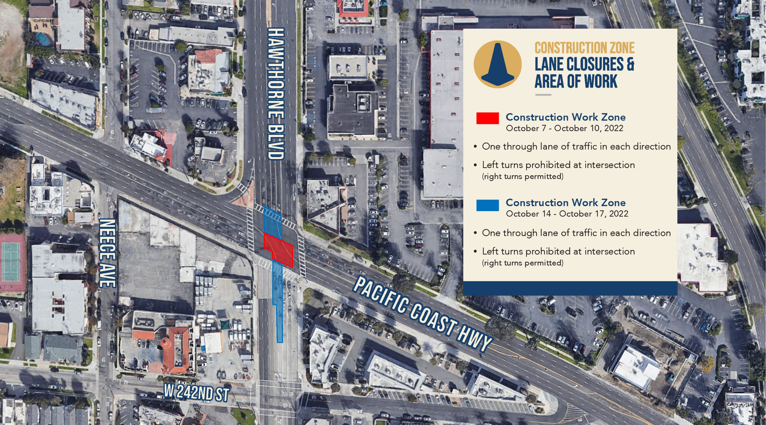 PCH and Hawthorne Blvd work continues through October 2022